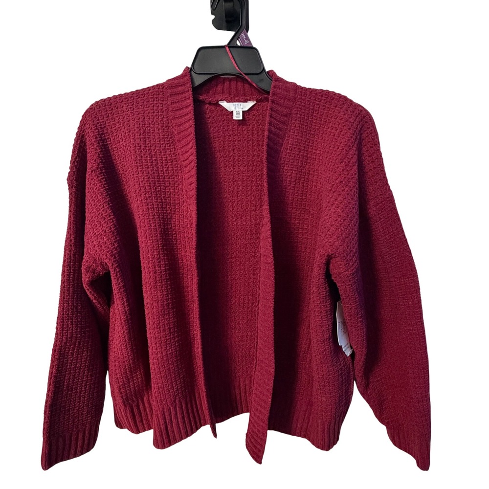 Waffle Cardigan Womens XXL Burgundy Waffle Knit NWT